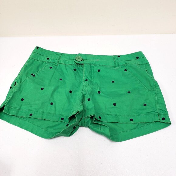 British Khaki Womens Green Shorts Polka Dot Size 8 - Picture 1 of 9